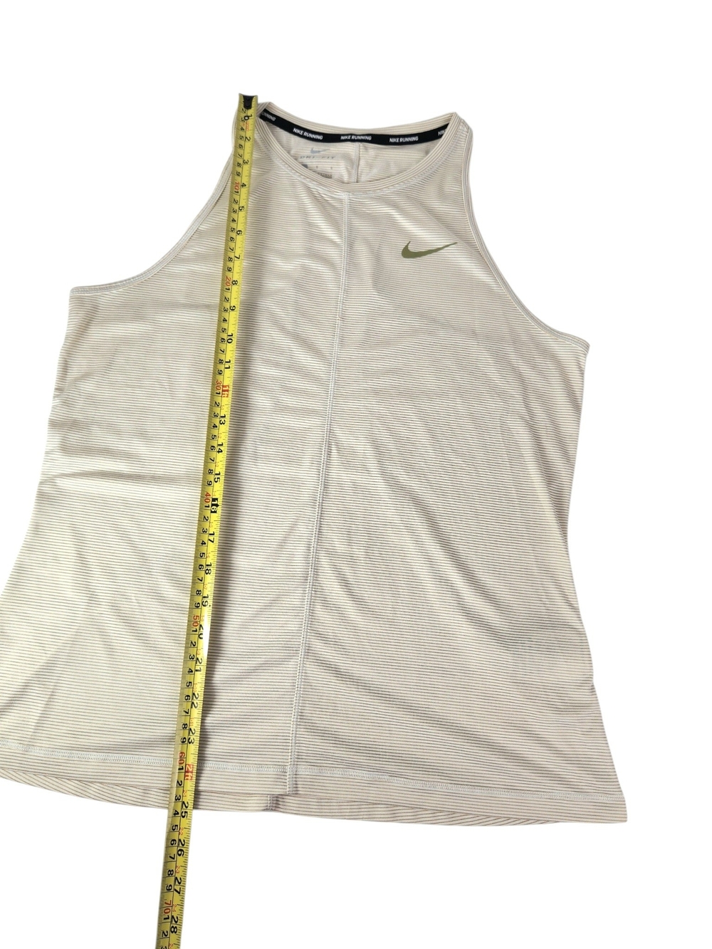 Nike Running Dri-FIT Tank Top Women's Large Cream Tan Stripe Racerback Athletic - Picture 15 of 15